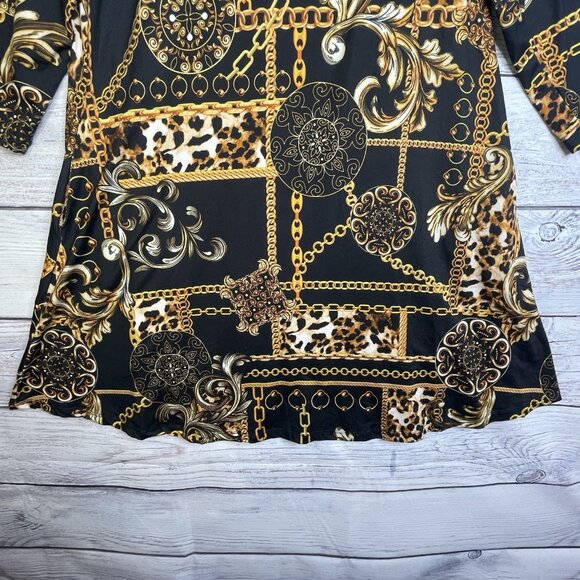 Yelete Womens Dress XL NWT Chain Link Printed A-line Old Money Luxury Maximalist - Picture 7 of 16
